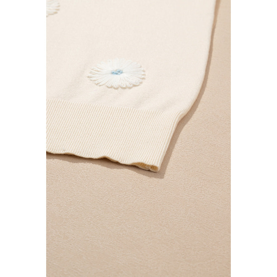 Daisy Round Neck Short Sleeve Knit Top Apparel and Accessories