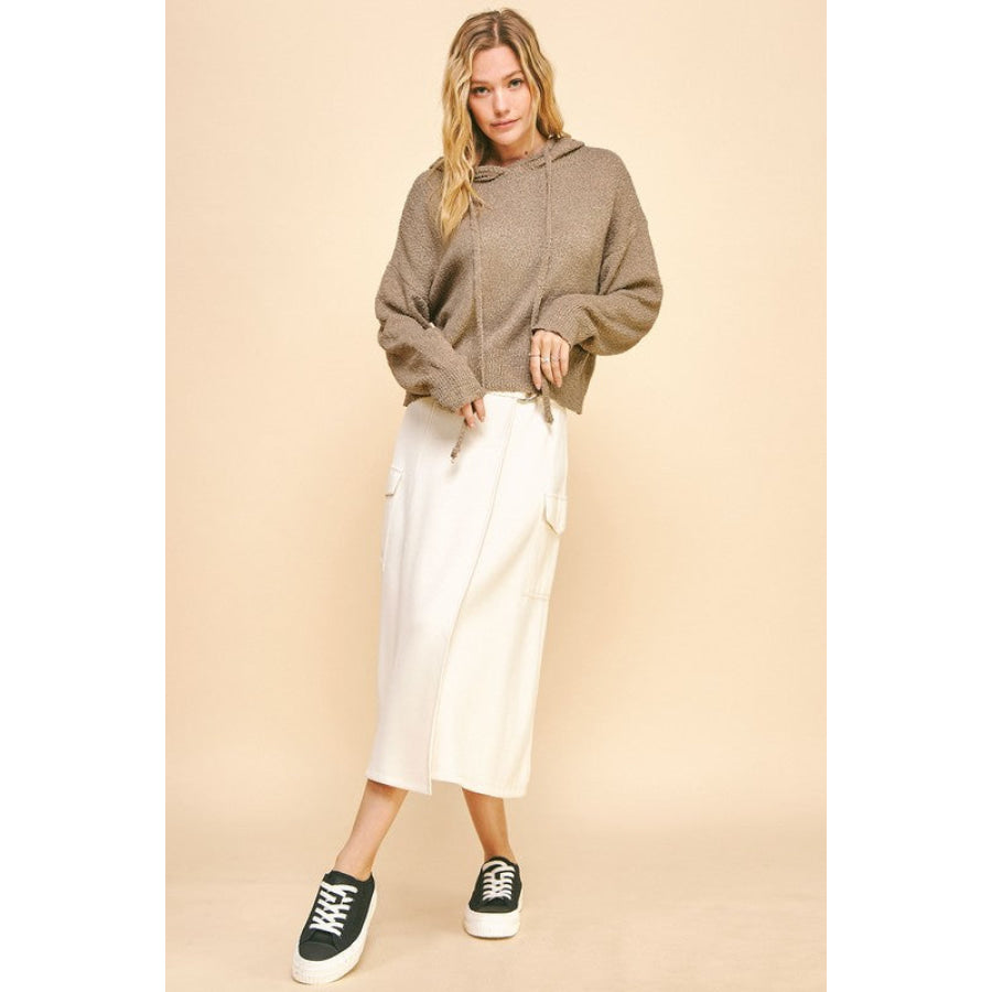 Davi & Dani Drop Shoulder Long Sleeve Hooded Sweater Apparel and Accessories