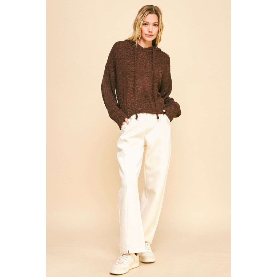 Davi & Dani Drop Shoulder Long Sleeve Hooded Sweater Apparel and Accessories