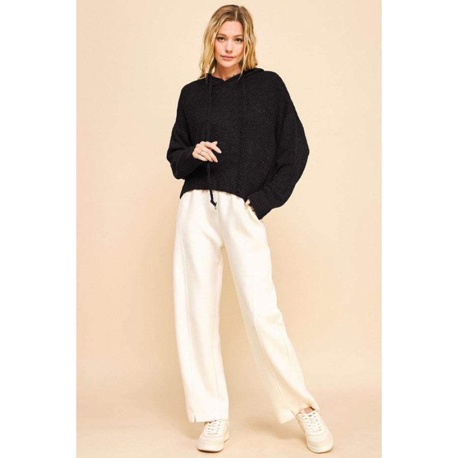 Davi & Dani Drop Shoulder Long Sleeve Hooded Sweater Apparel and Accessories