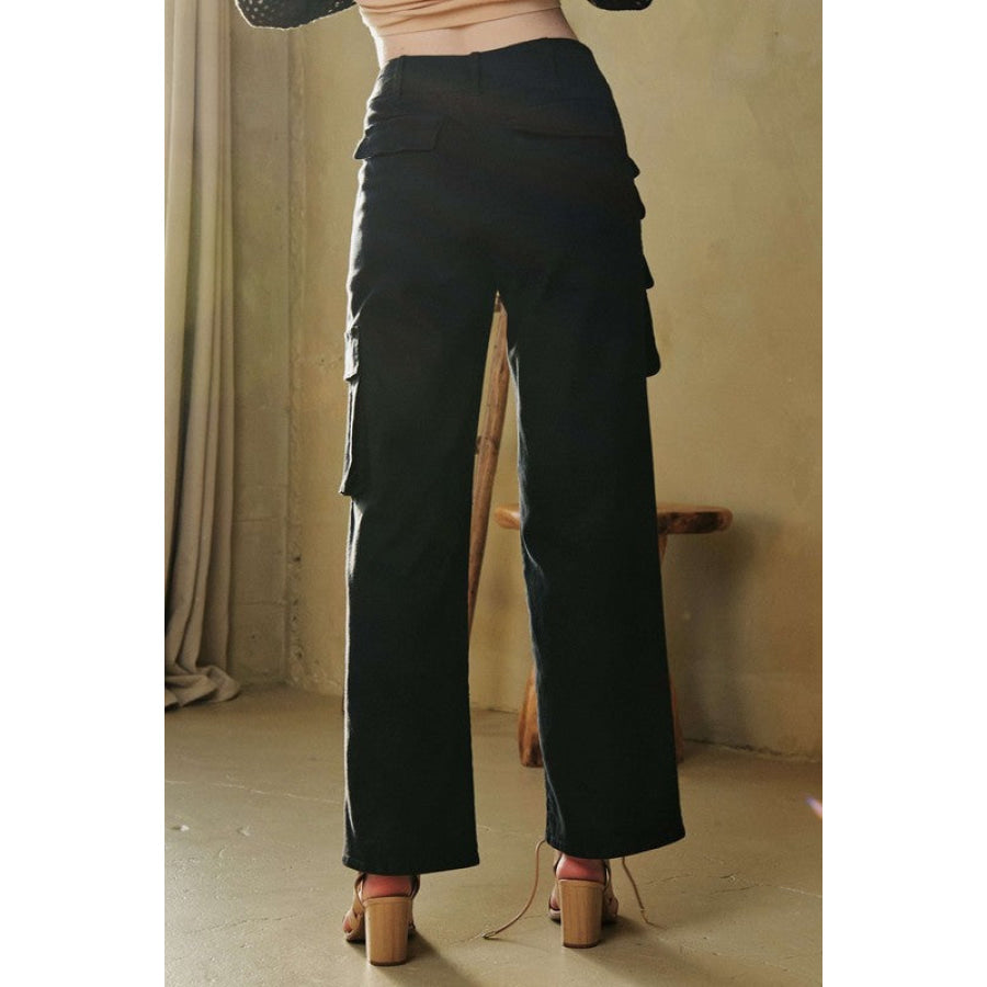 Davi & Dani Flap Pocket Mid Rise Cargo Pants Apparel and Accessories