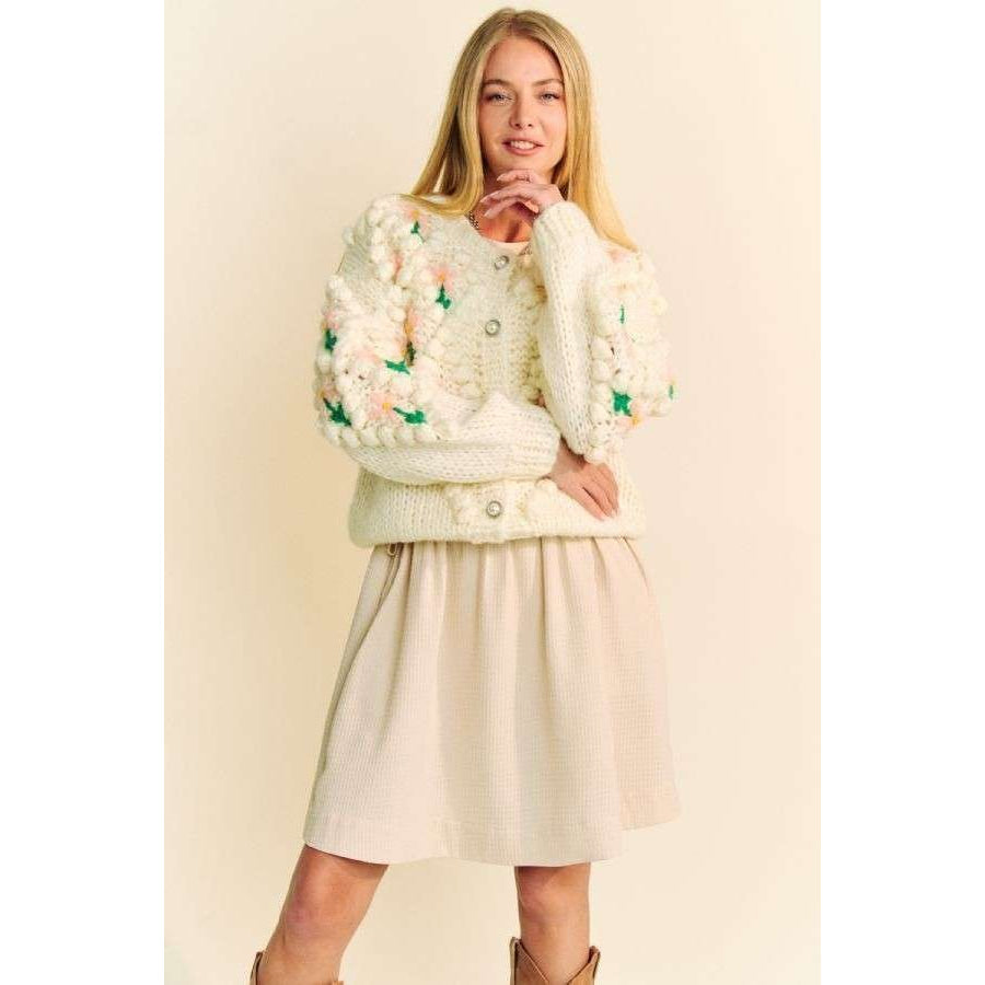 Davi & Dani Floral Pattern Button Down Cardigan Apparel and Accessories