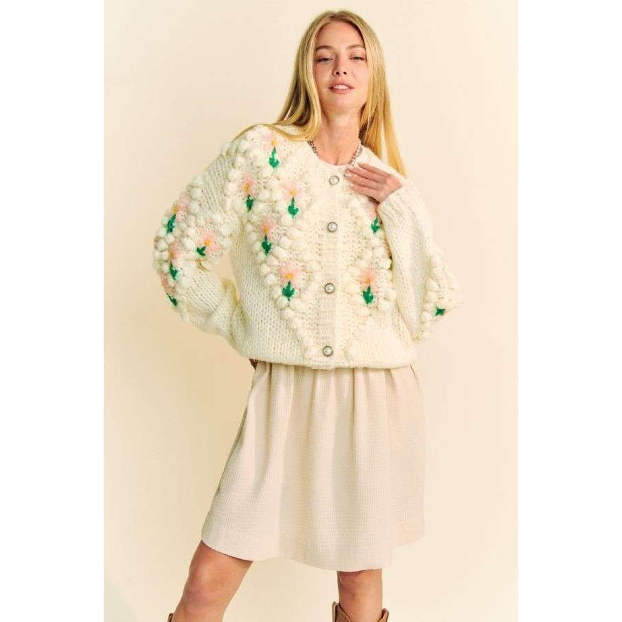 Davi & Dani Floral Pattern Button Down Cardigan Apparel and Accessories