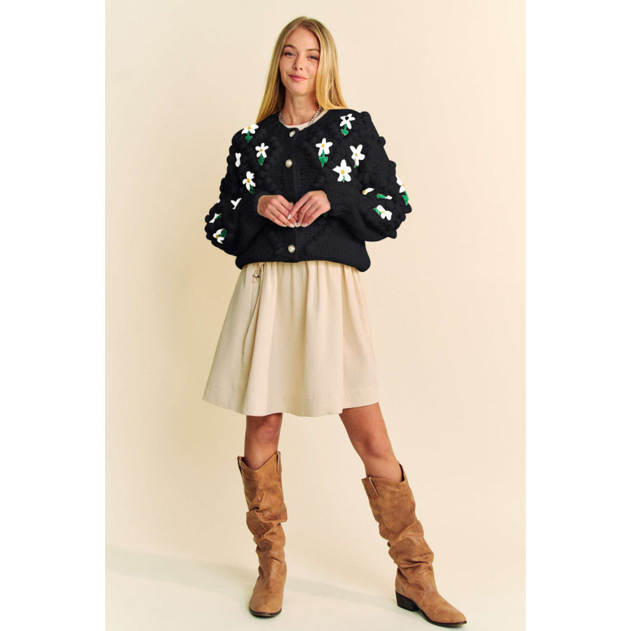 Davi & Dani Floral Pattern Button Down Cardigan Apparel and Accessories