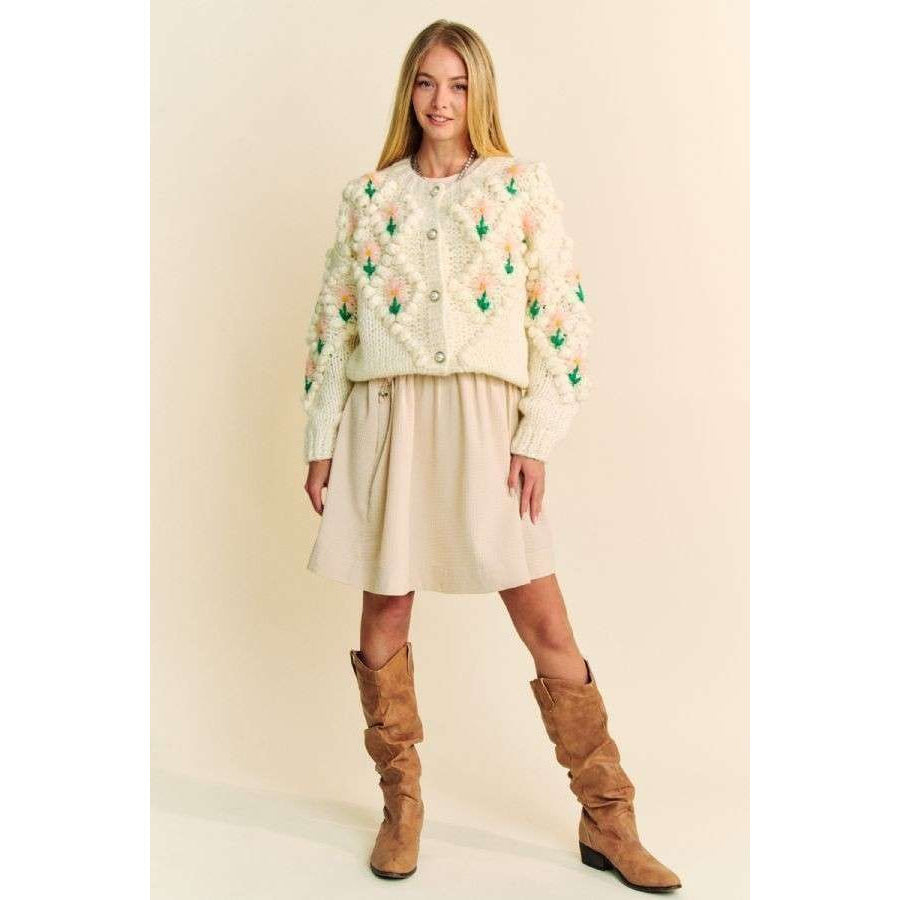 Davi & Dani Floral Pattern Button Down Cardigan Apparel and Accessories