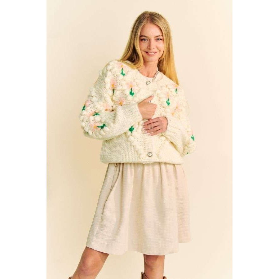 Davi & Dani Floral Pattern Button Down Cardigan Apparel and Accessories