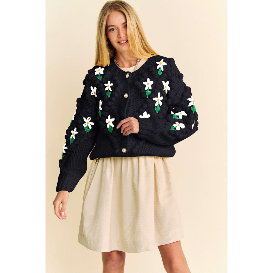 Davi & Dani Floral Pattern Button Down Cardigan Apparel and Accessories