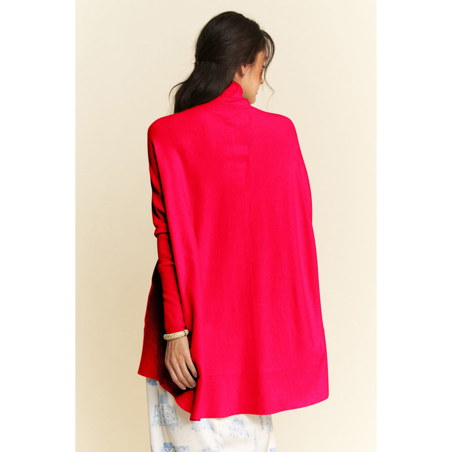 Davi & Dani High-Low Turtleneck Long Sleeve Knit Top Apparel and Accessories