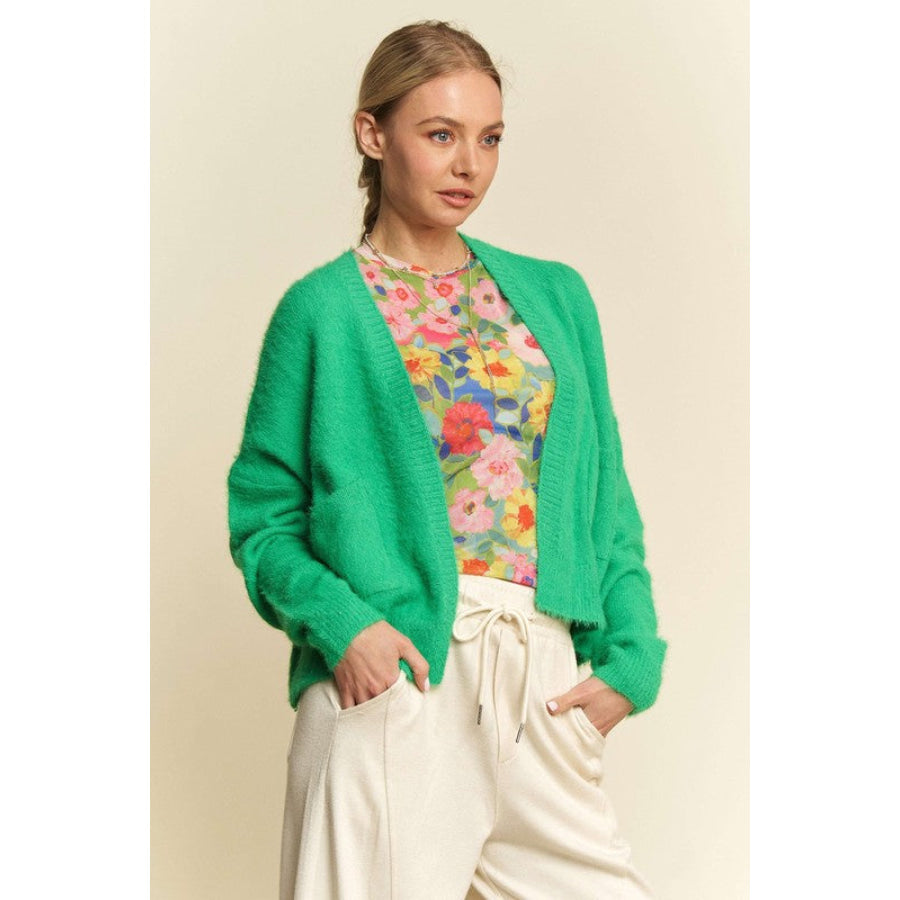 Davi & Dani Open Front Drop Shoulder Cardigan Apparel and Accessories