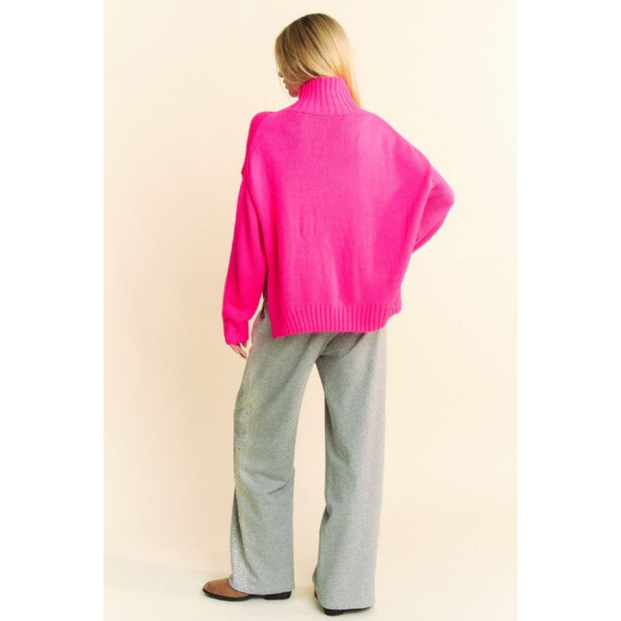 Davi & Dani Rhinestone Elastic Waist Wide Leg Pants Apparel and Accessories