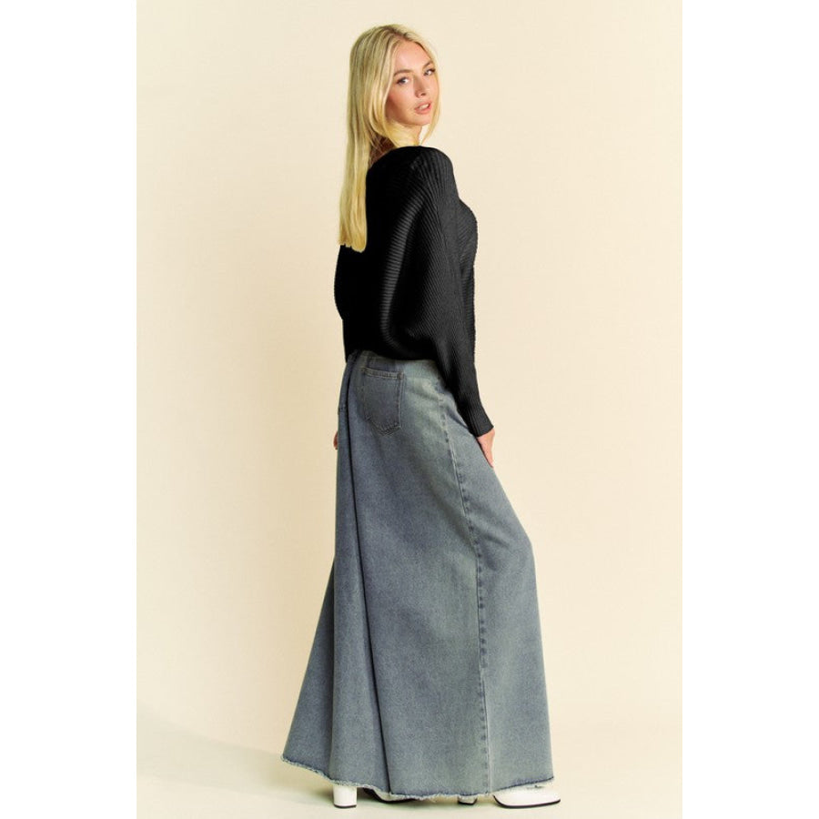 Davi & Dani Round Neck Batwing Sleeve Sweater Apparel and Accessories