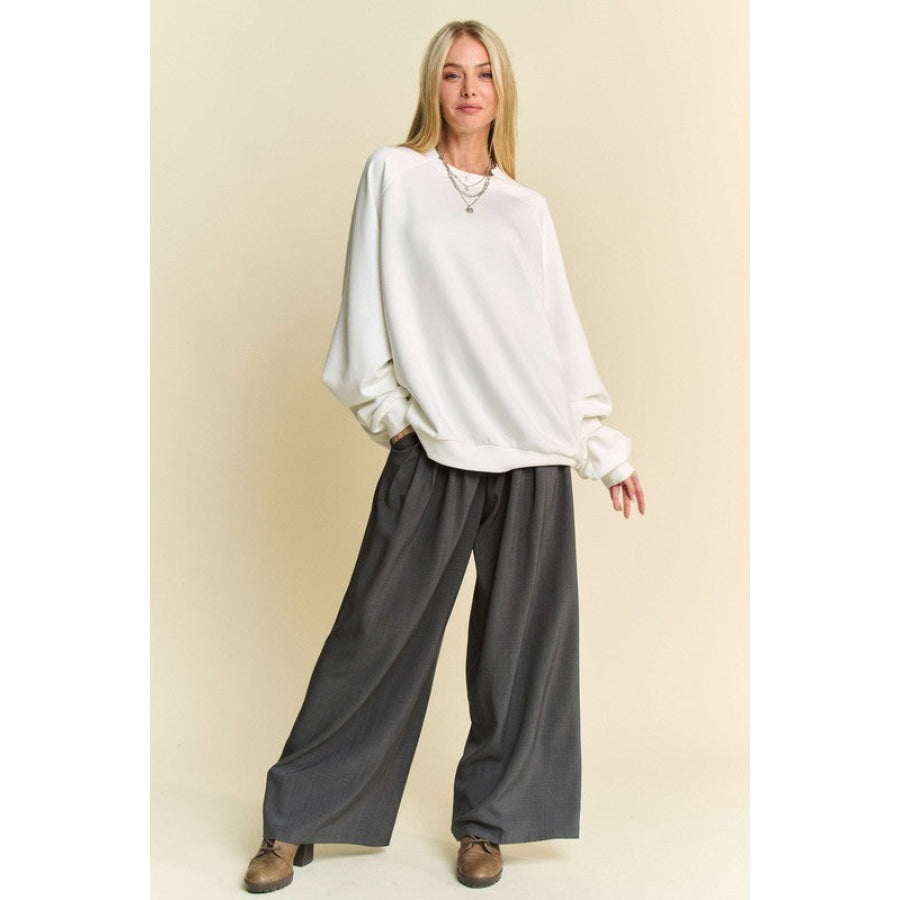 Davi & Dani Round Neck Raglan Sleeve Sweatshirt Apparel and Accessories