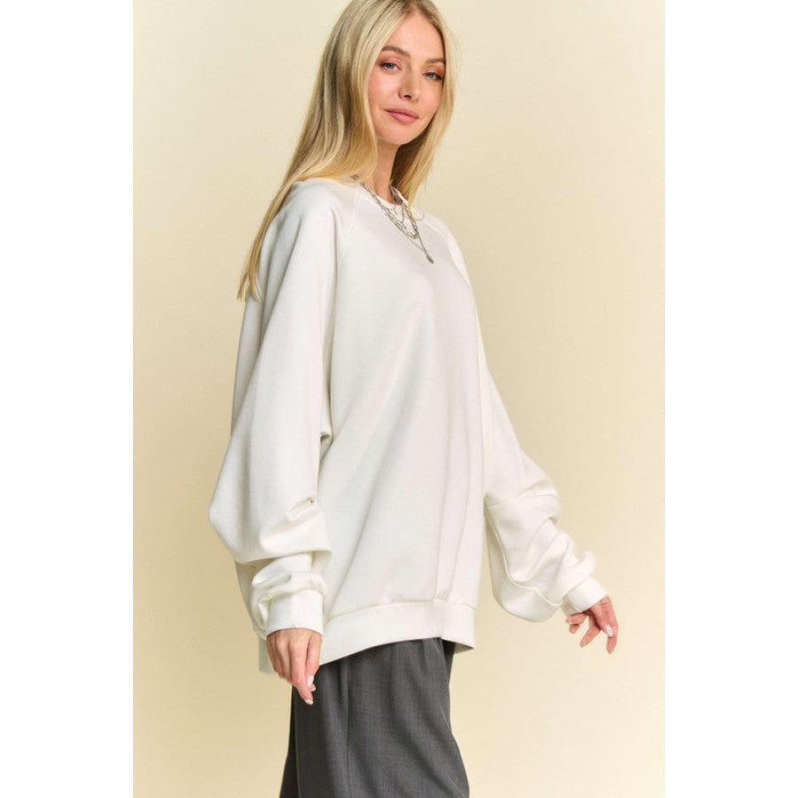 Davi & Dani Round Neck Raglan Sleeve Sweatshirt Apparel and Accessories