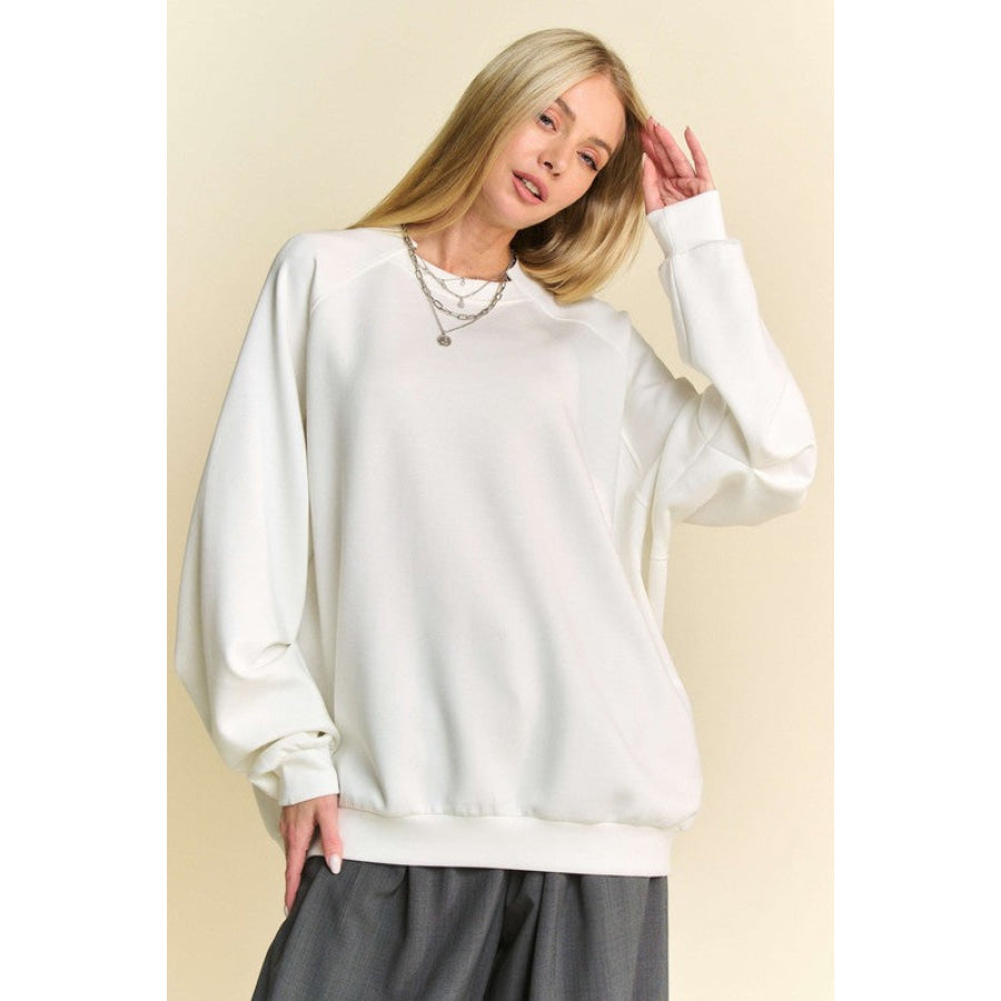 Davi & Dani Round Neck Raglan Sleeve Sweatshirt Apparel and Accessories