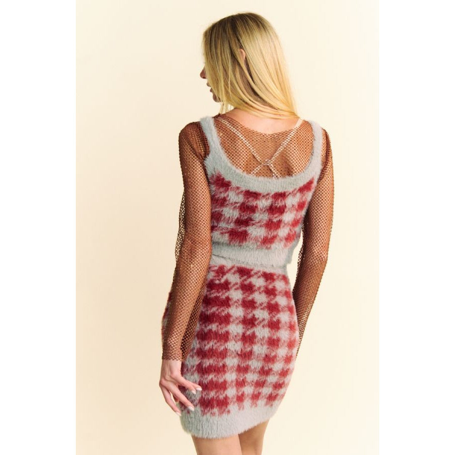 Davi & Dani Scoop Neck Wide Strap Top and Skirt Sweater Set Apparel and Accessories