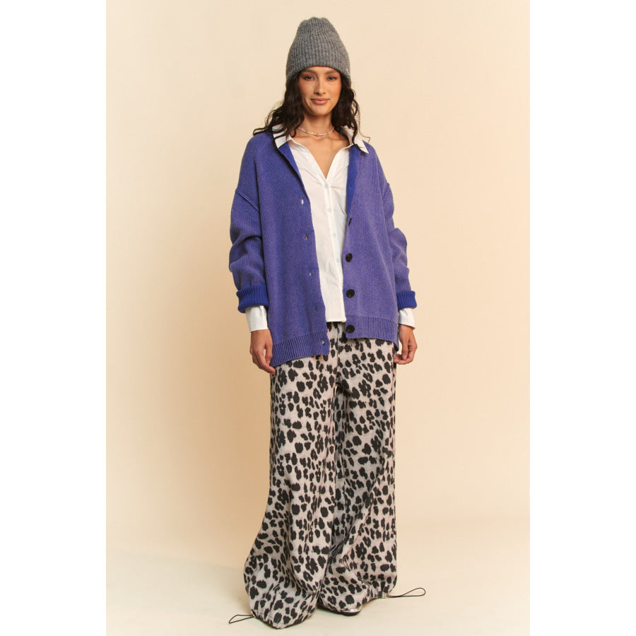 Davi & Dani Shawl Collar Ribbed Detail Button Up Cardigan Apparel and Accessories