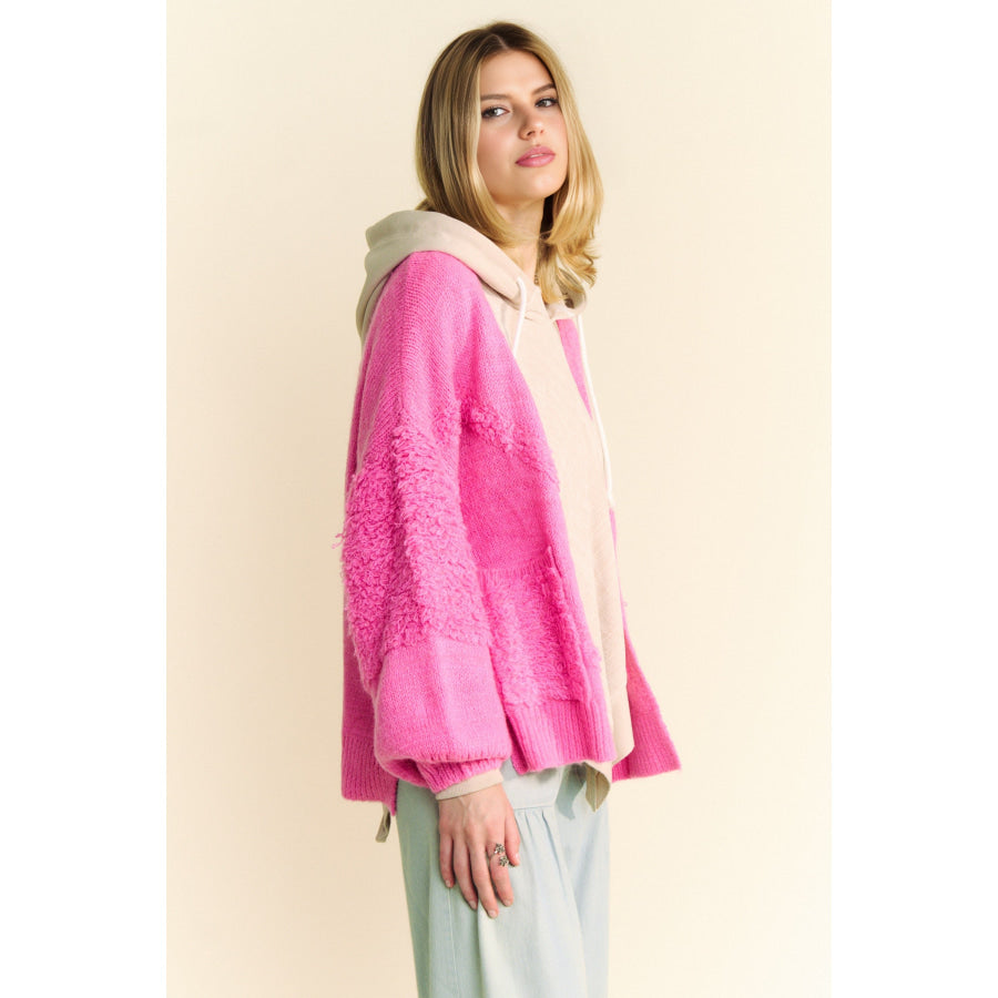 Davi & Dani Side Slit Open Front Long Sleeve Cardigan Apparel and Accessories