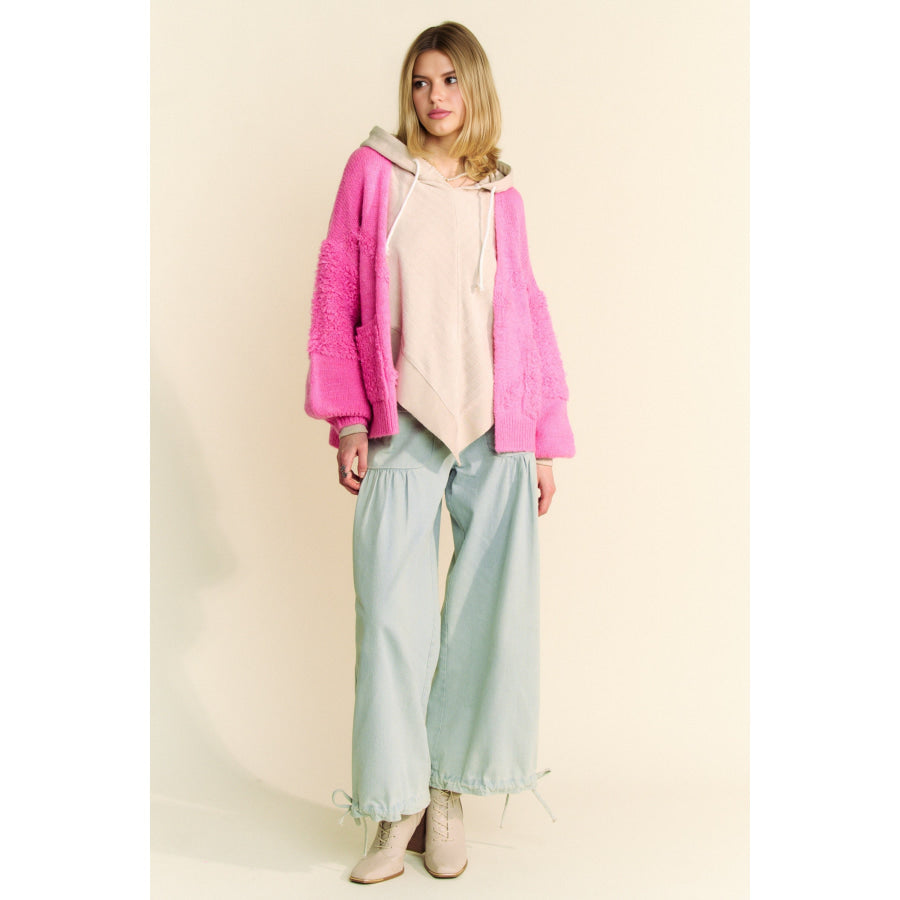 Davi & Dani Side Slit Open Front Long Sleeve Cardigan Apparel and Accessories