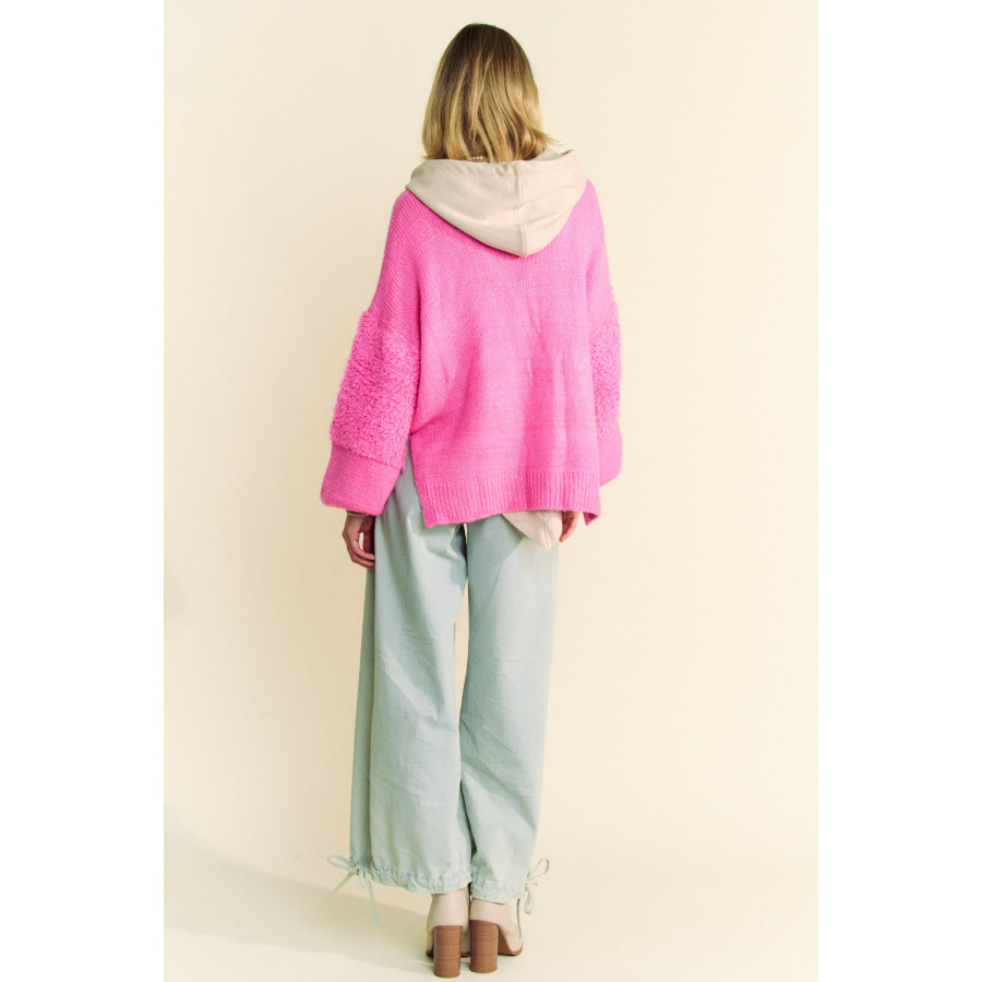 Davi & Dani Side Slit Open Front Long Sleeve Cardigan Apparel and Accessories