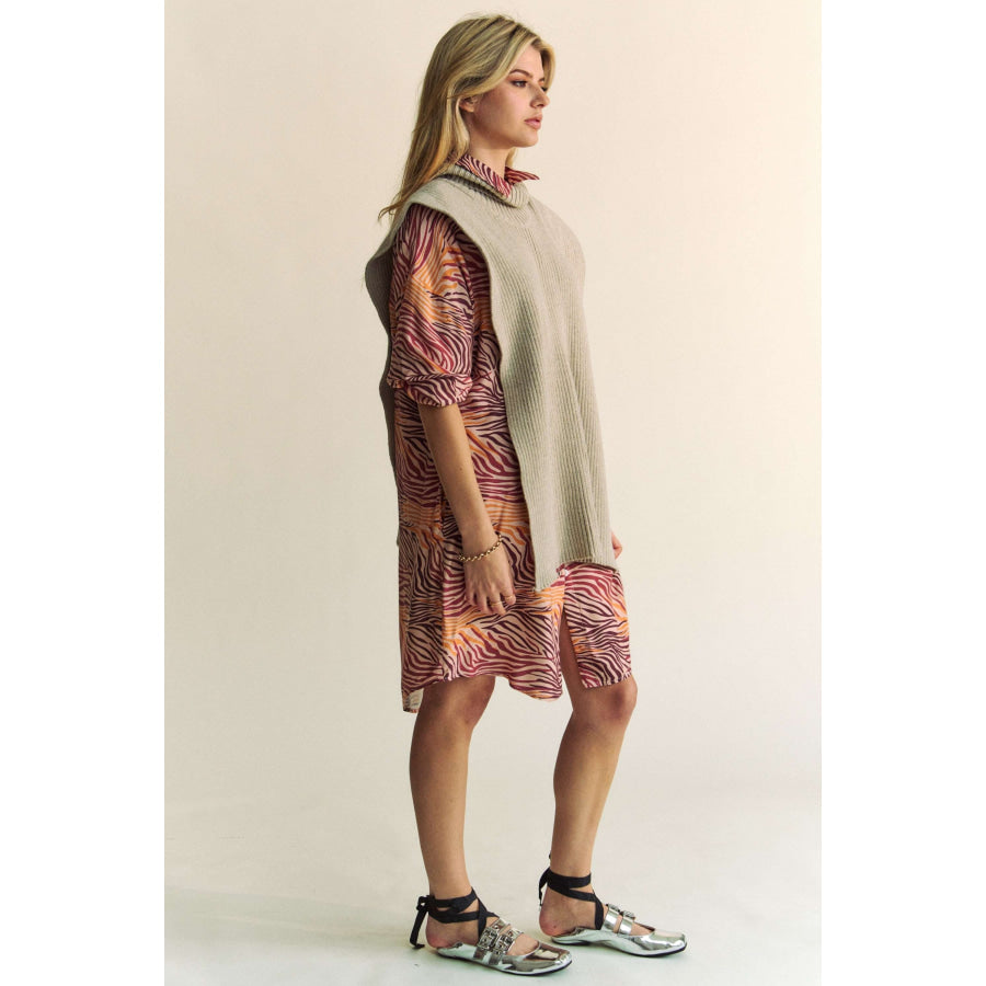 Davi & Dani Side Split Turtleneck Sleeveless Knit Top Apparel and Accessories