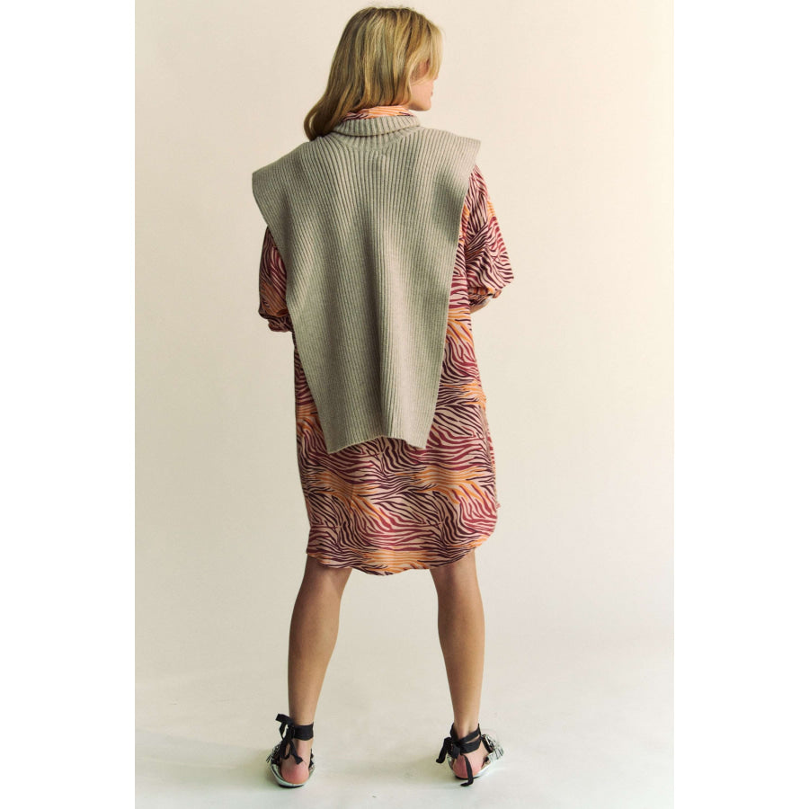 Davi & Dani Side Split Turtleneck Sleeveless Knit Top Apparel and Accessories