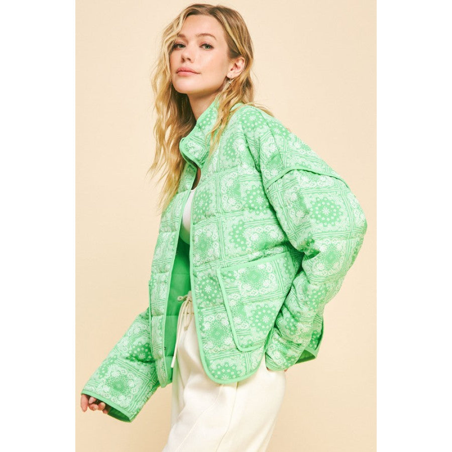 Davi & Dani Vintage Print Open Front Jacket with Pockets Apparel and Accessories