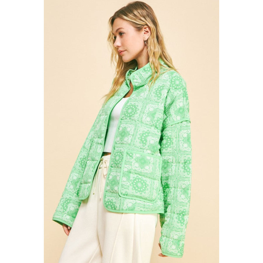 Davi & Dani Vintage Print Open Front Jacket with Pockets Apparel and Accessories