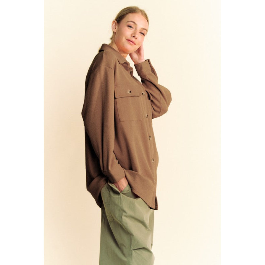 Davi & Dani Waffle-Knit Button Down Shirt Apparel and Accessories