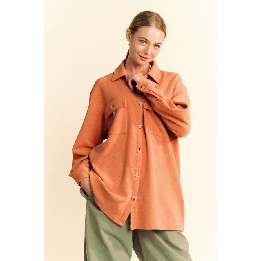 Davi & Dani Waffle-Knit Button Down Shirt Apparel and Accessories