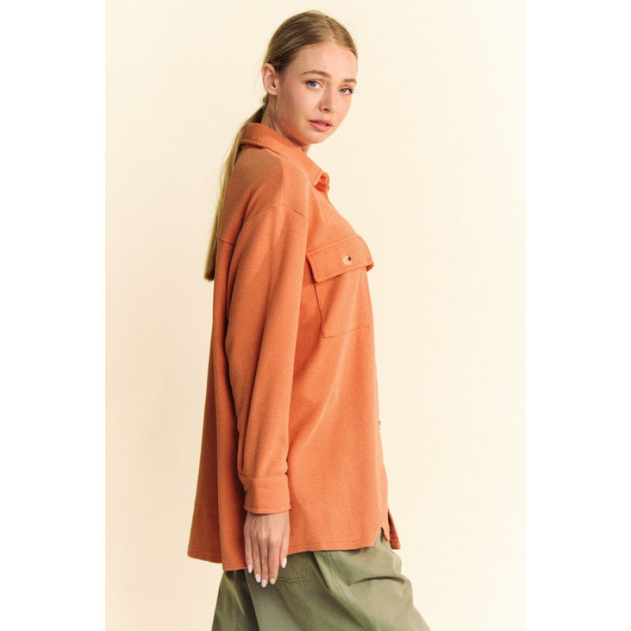 Davi & Dani Waffle-Knit Button Down Shirt Apparel and Accessories