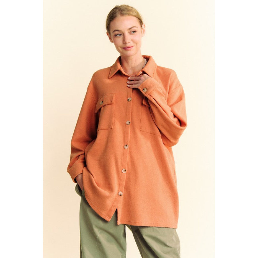 Davi & Dani Waffle-Knit Button Down Shirt Apparel and Accessories