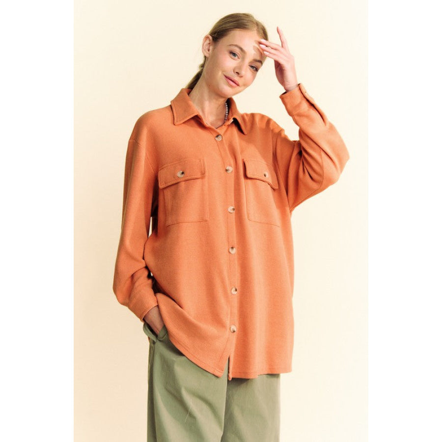 Davi & Dani Waffle-Knit Button Down Shirt Apparel and Accessories
