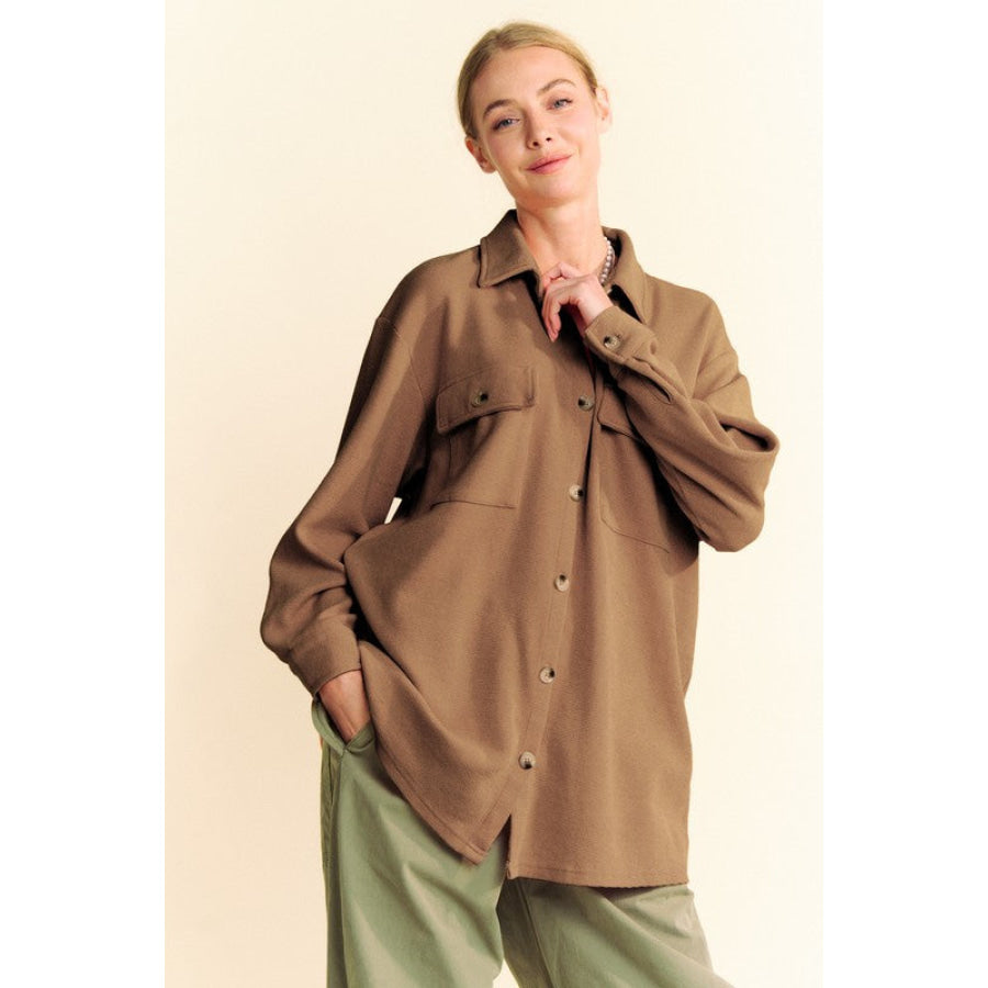 Davi & Dani Waffle-Knit Button Down Shirt Apparel and Accessories