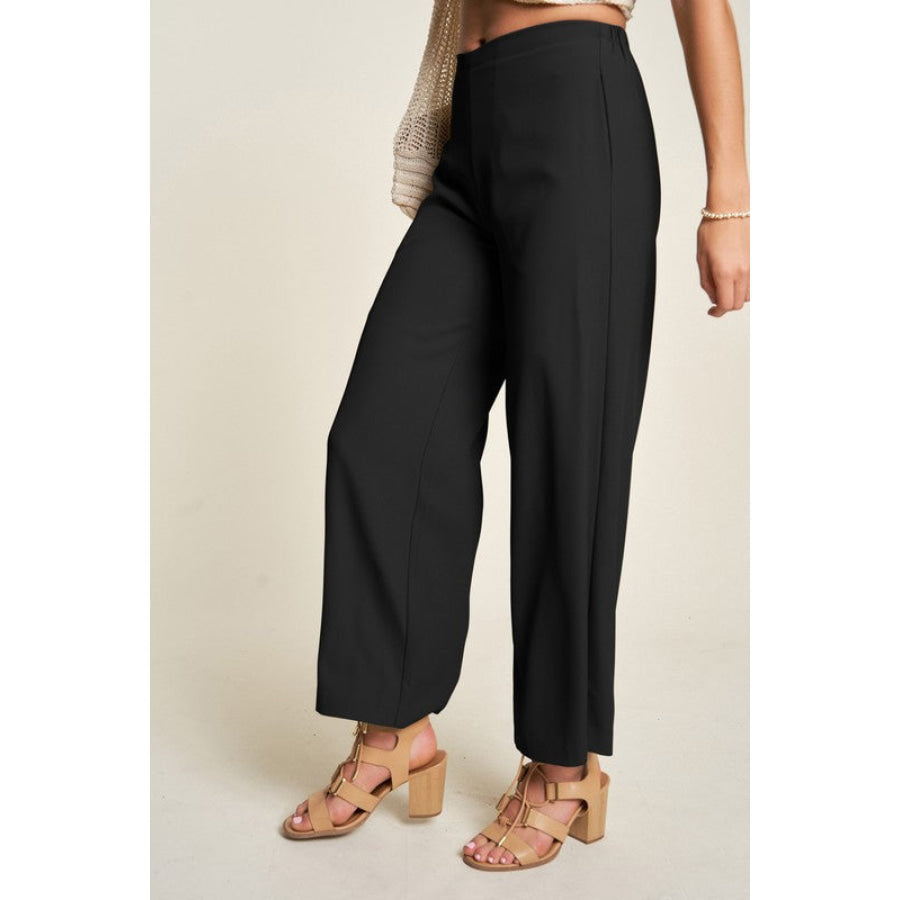 Davi & Dani Wide Leg Mid-Rise Pants Apparel and Accessories