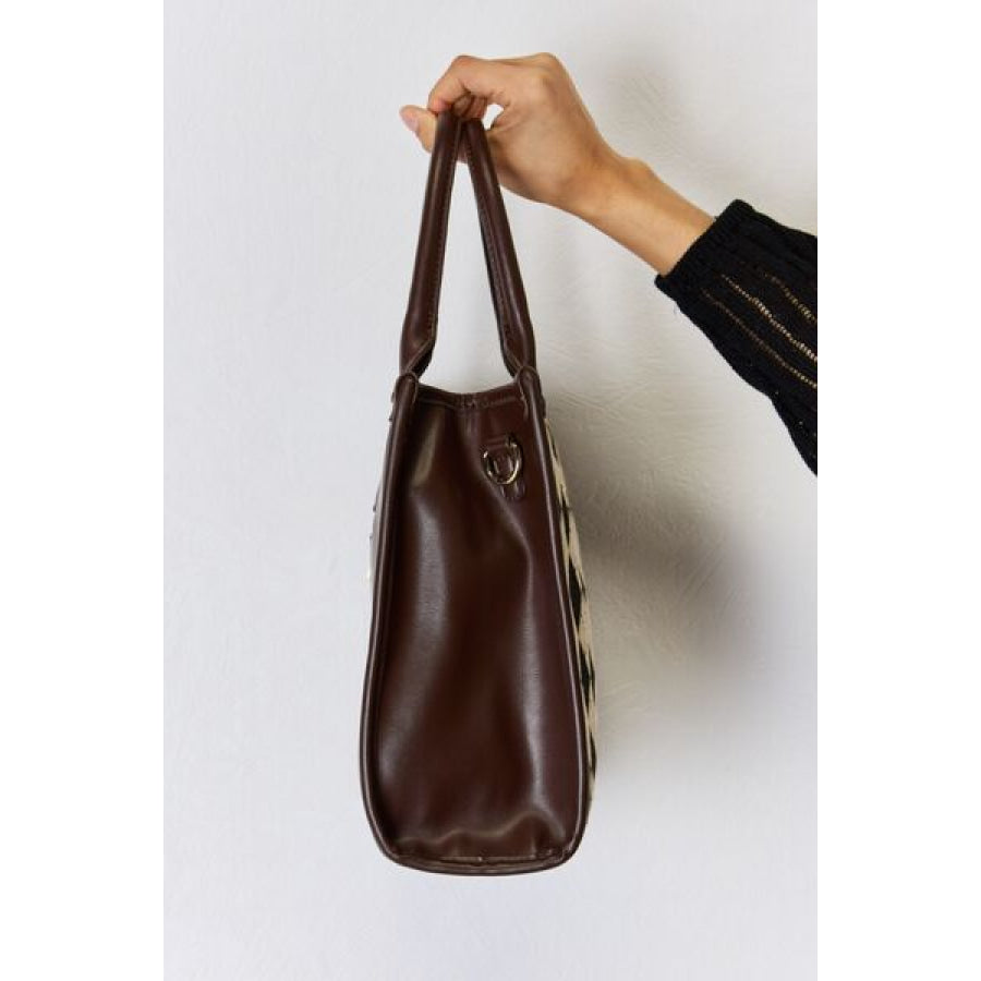 David Jones Argyle Pattern PU Leather Handbag Apparel and Accessories