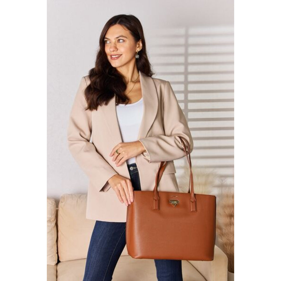 David Jones Katie Work Tote Bag BROWN / One Size Apparel and Accessories