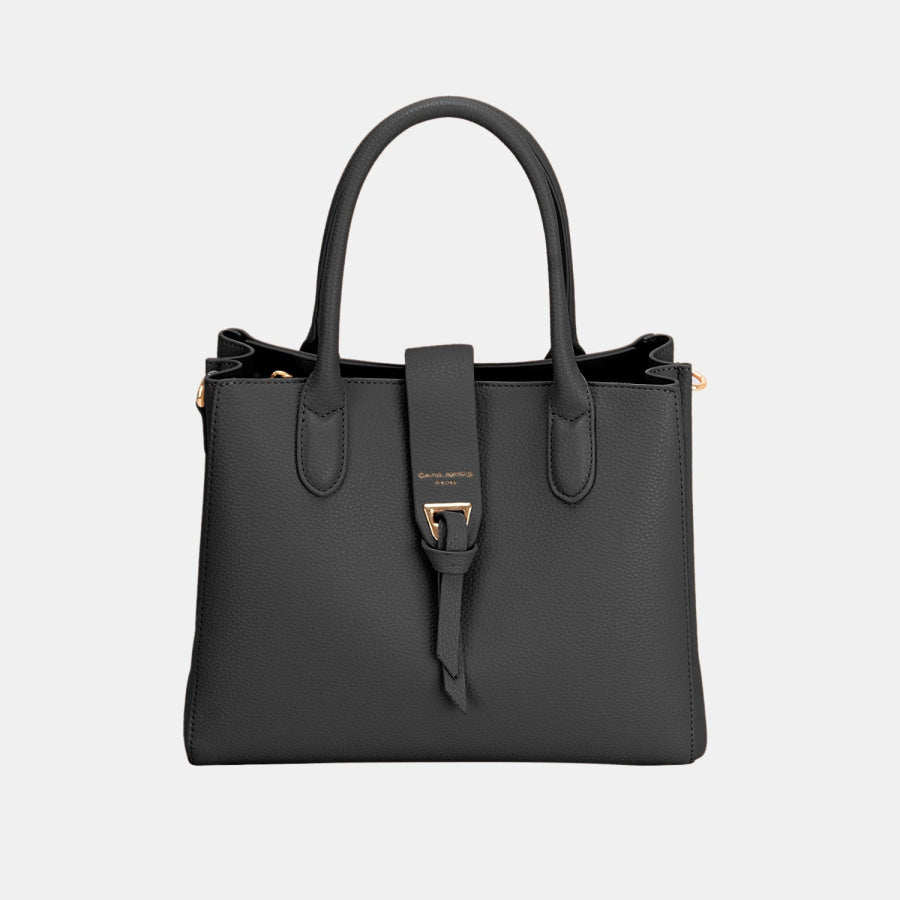 David Jones PU Leather Handbag Black / One Size Apparel and Accessories