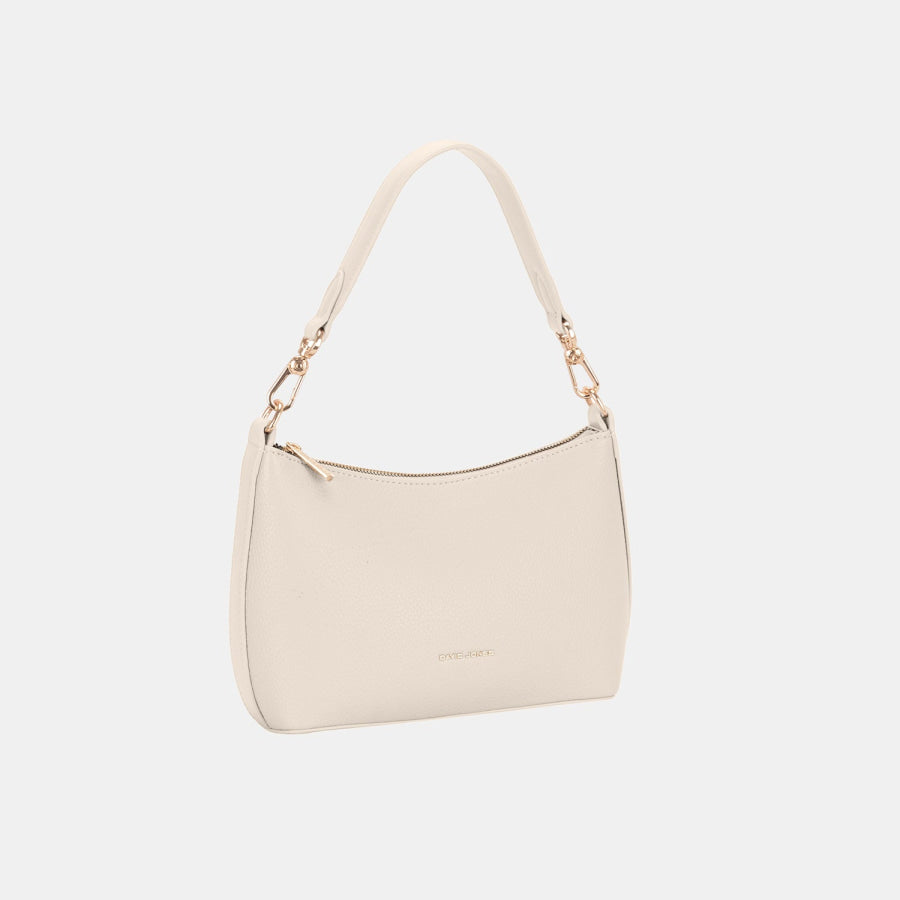 David Jones PU Leather Handbag Creamy White / One Size Apparel and Accessories