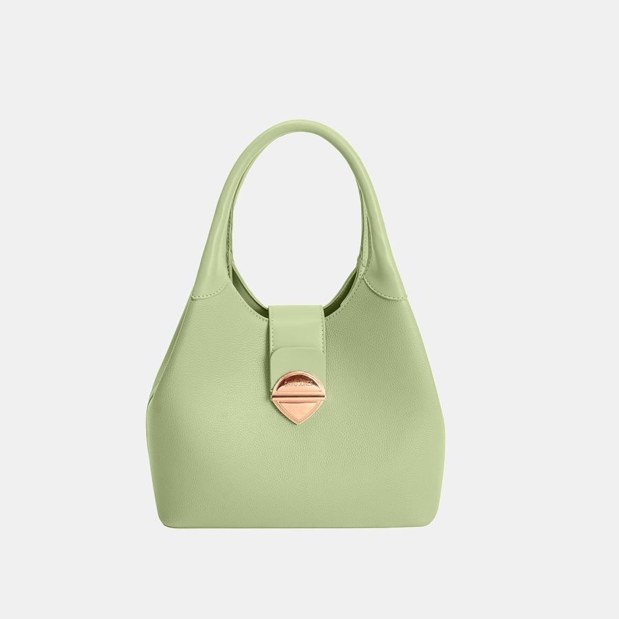 David Jones PU Leather Handbag Light Green / One Size Apparel and Accessories