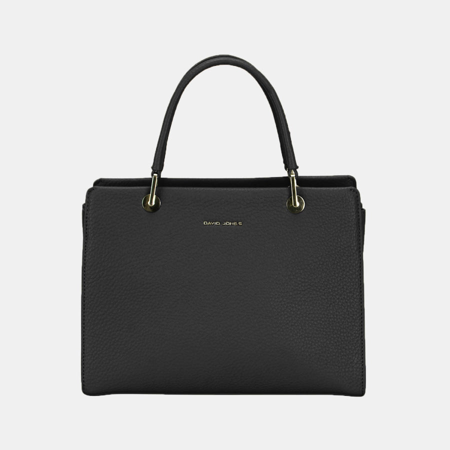 David Jones PU Leather Medium Handbag Black / One Size Apparel and Accessories