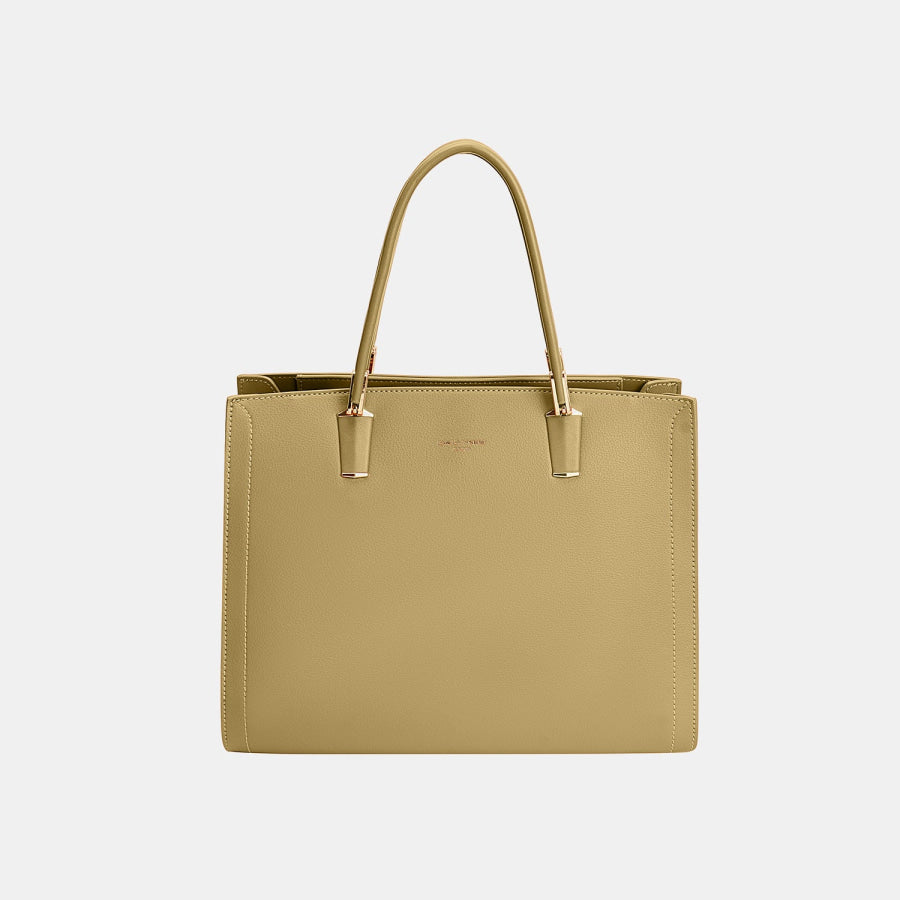David Jones PU Leather Medium Handbag Brown / One Size Apparel and Accessories