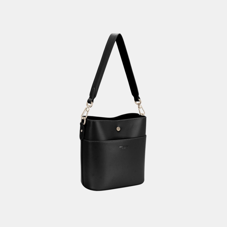 David Jones PU Leather Shoulder Bag Black / One Size Apparel and Accessories