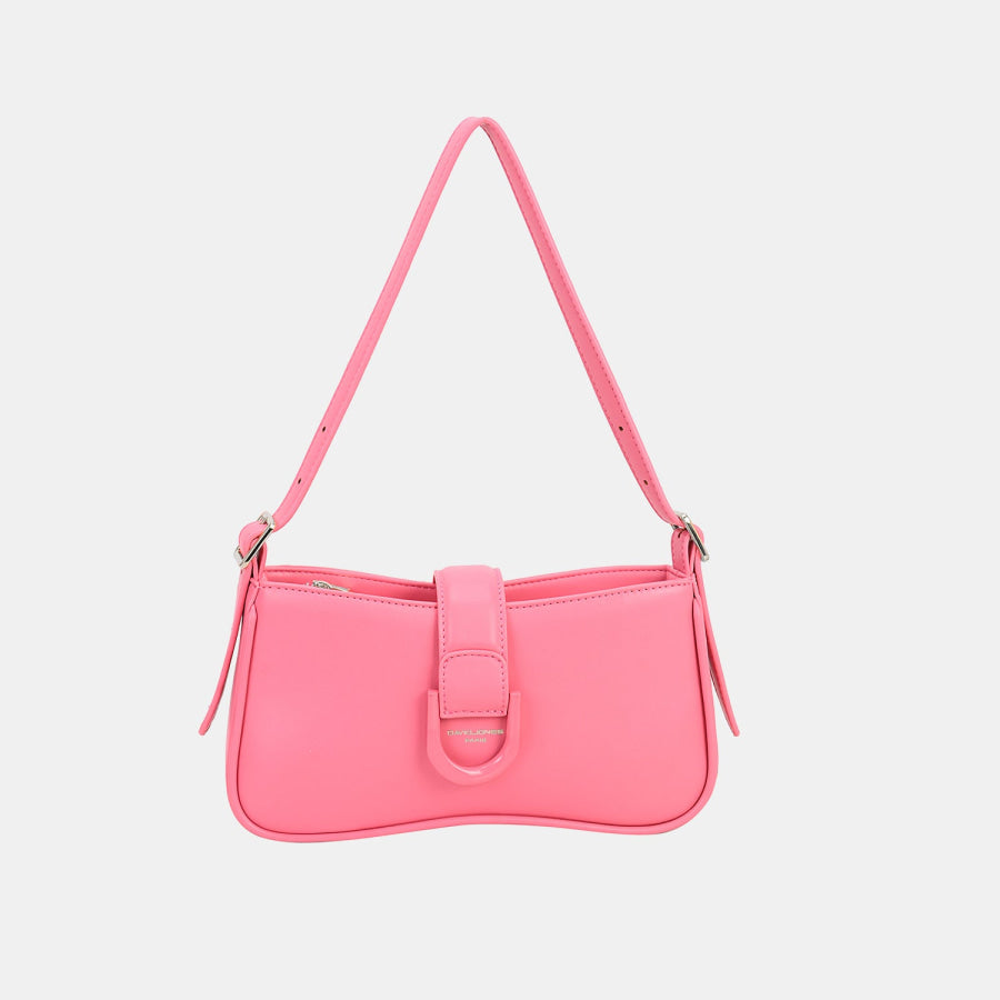 David Jones PU Leather Shoulder Bag Pink / One Size Apparel and Accessories