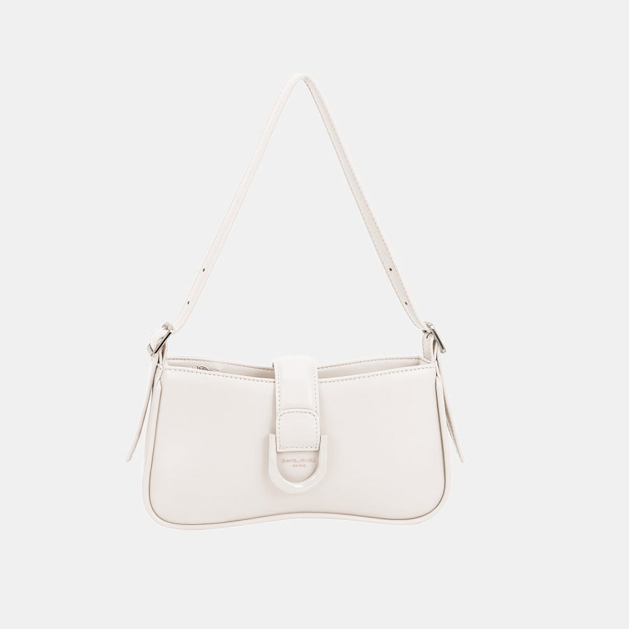 David Jones PU Leather Shoulder Bag White / One Size Apparel and Accessories