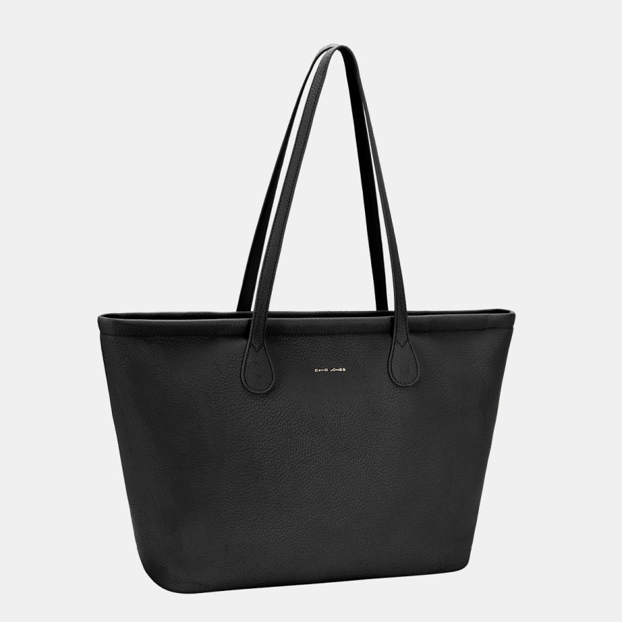 David Jones PU Leather Tote Bag Black / One Size Apparel and Accessories
