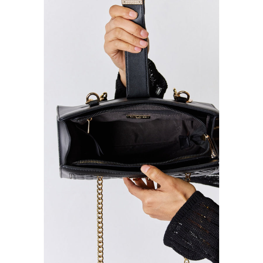 David Jones Quilted PU Leather Handbag Black / One Size Handbags