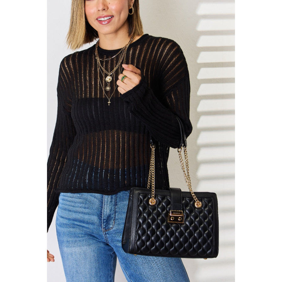 David Jones Quilted PU Leather Handbag Black / One Size Handbags