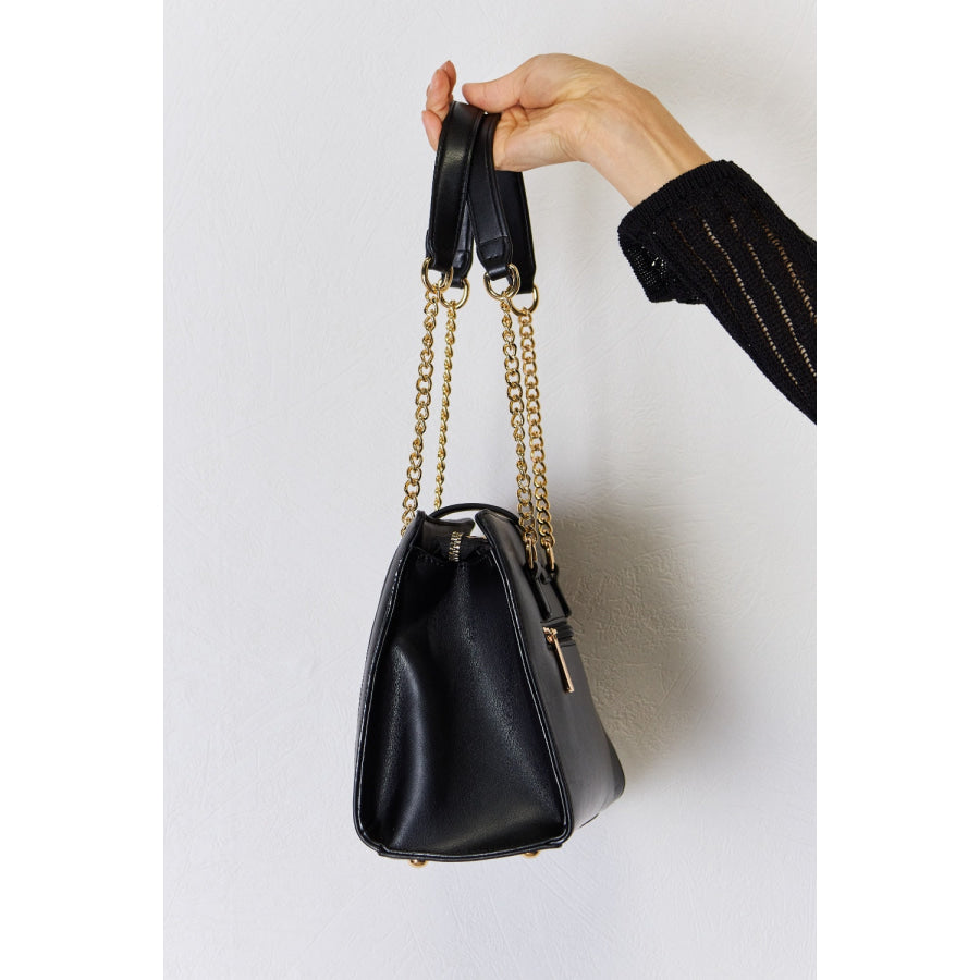 David Jones Quilted PU Leather Handbag Black / One Size Handbags