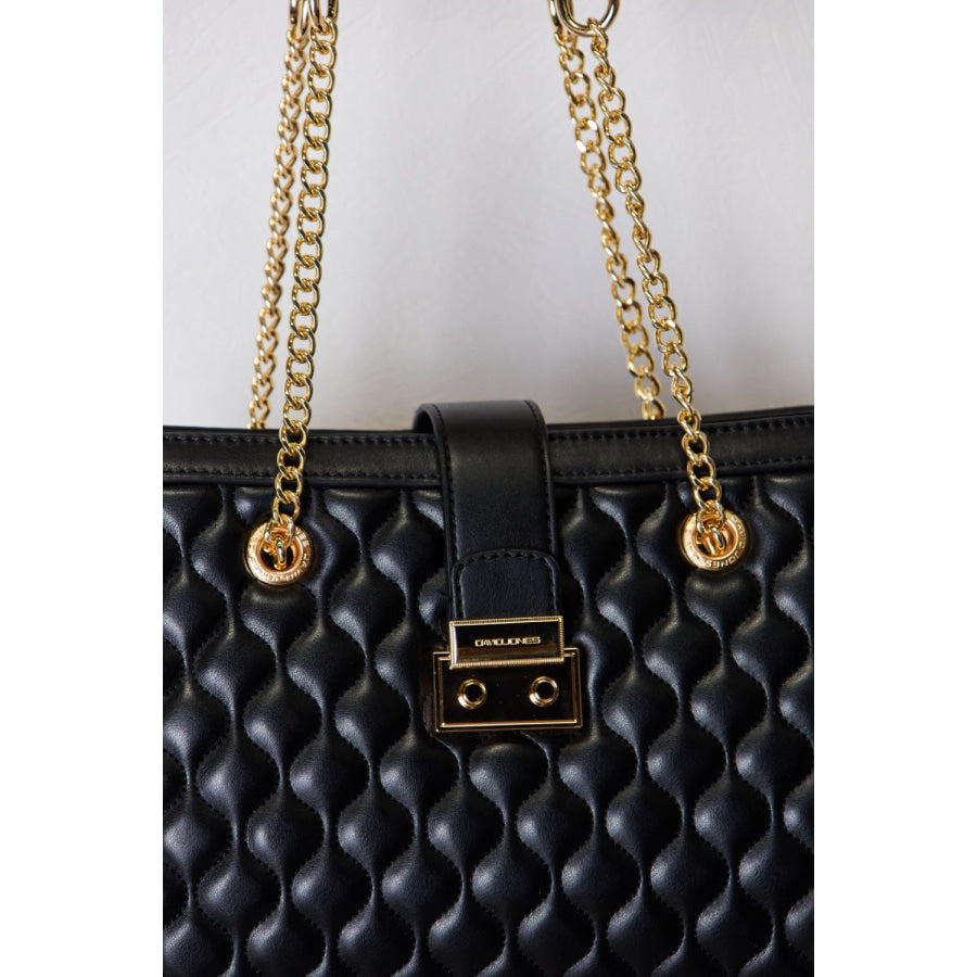 David Jones Quilted PU Leather Handbag Black / One Size Handbags