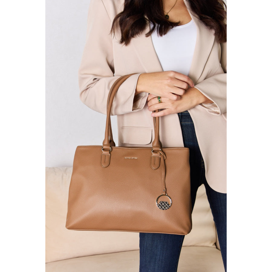 David Jones Structured Leather Handbag BROWN / One Size Handbags